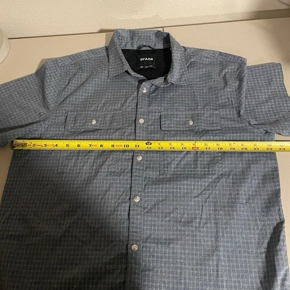 Prana Garvan Lightweight Wicking Athletic Button Down Short Sleeve Shirt Medium - Picture 5 of 6